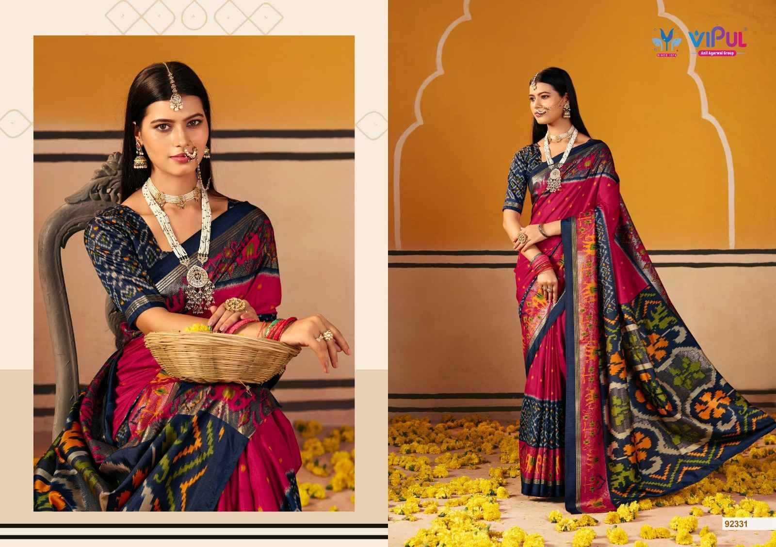 Sentosa silk 92331 Series By Vipul Fashion 92331 to 92336 Series Indian Traditional Wear Collection Beautiful Stylish Fancy Colorful Party Wear & Occasional Wear Weightless Sarees At Wholesale Price
